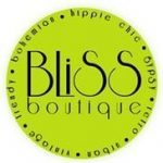 Logo for Bliss Boutique. Black, cursive font with a bright green background.